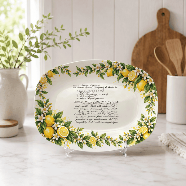 Handwritten Recipe Platter with Lemon Orchard Border