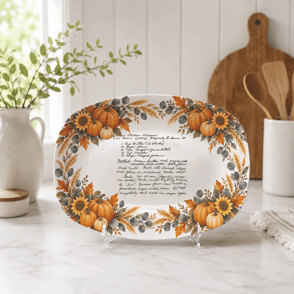 Handwritten Recipe Platter with Pumpkin Border
