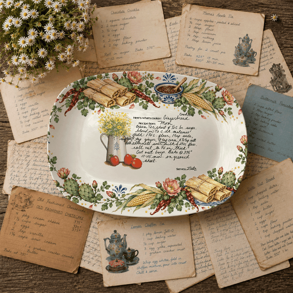 Handwritten Recipe Platter with Tamale Border