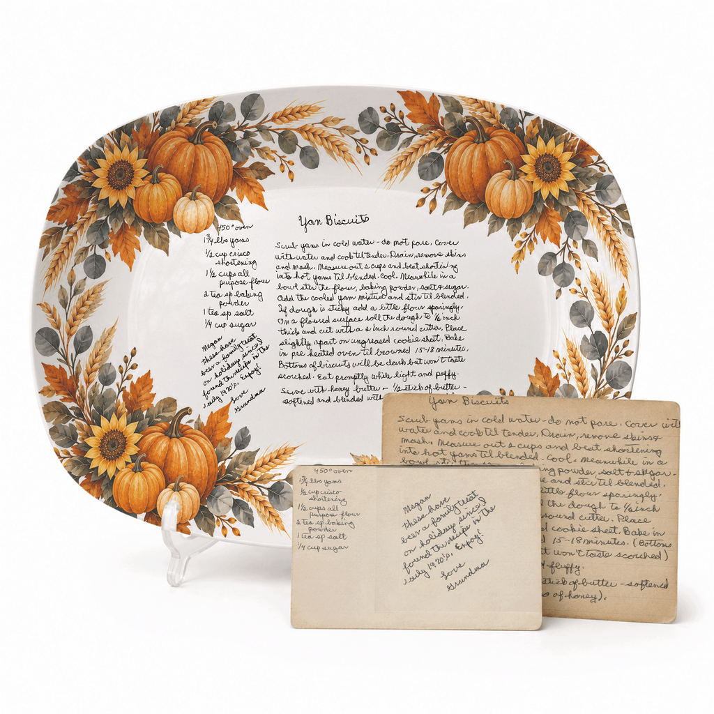 Handwritten Recipe Platter with Pumpkin Border