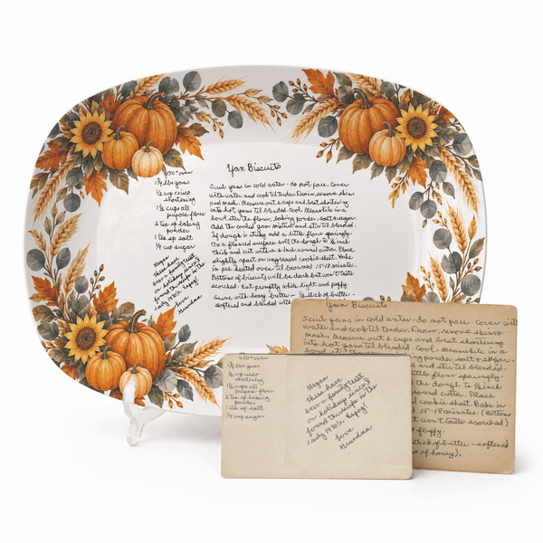 Handwritten Recipe Platter with Pumpkin Border
