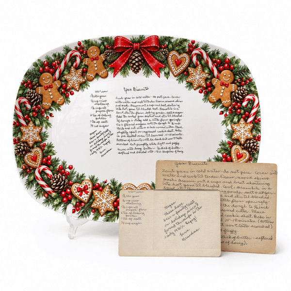 Handwritten Recipe Platter with Christmas Cookie Border