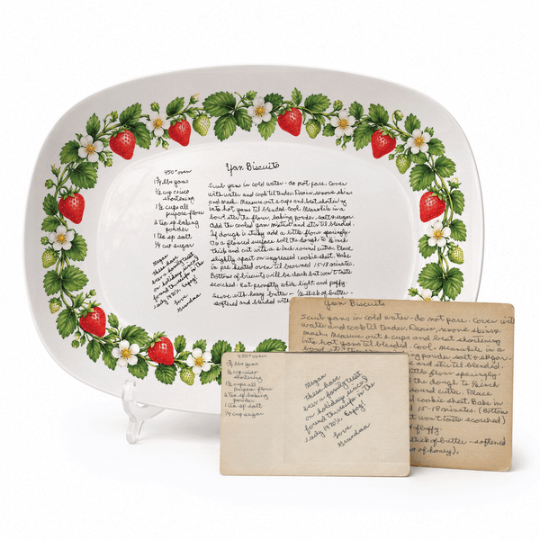 Handwritten Recipe Platter with Strawberry Border