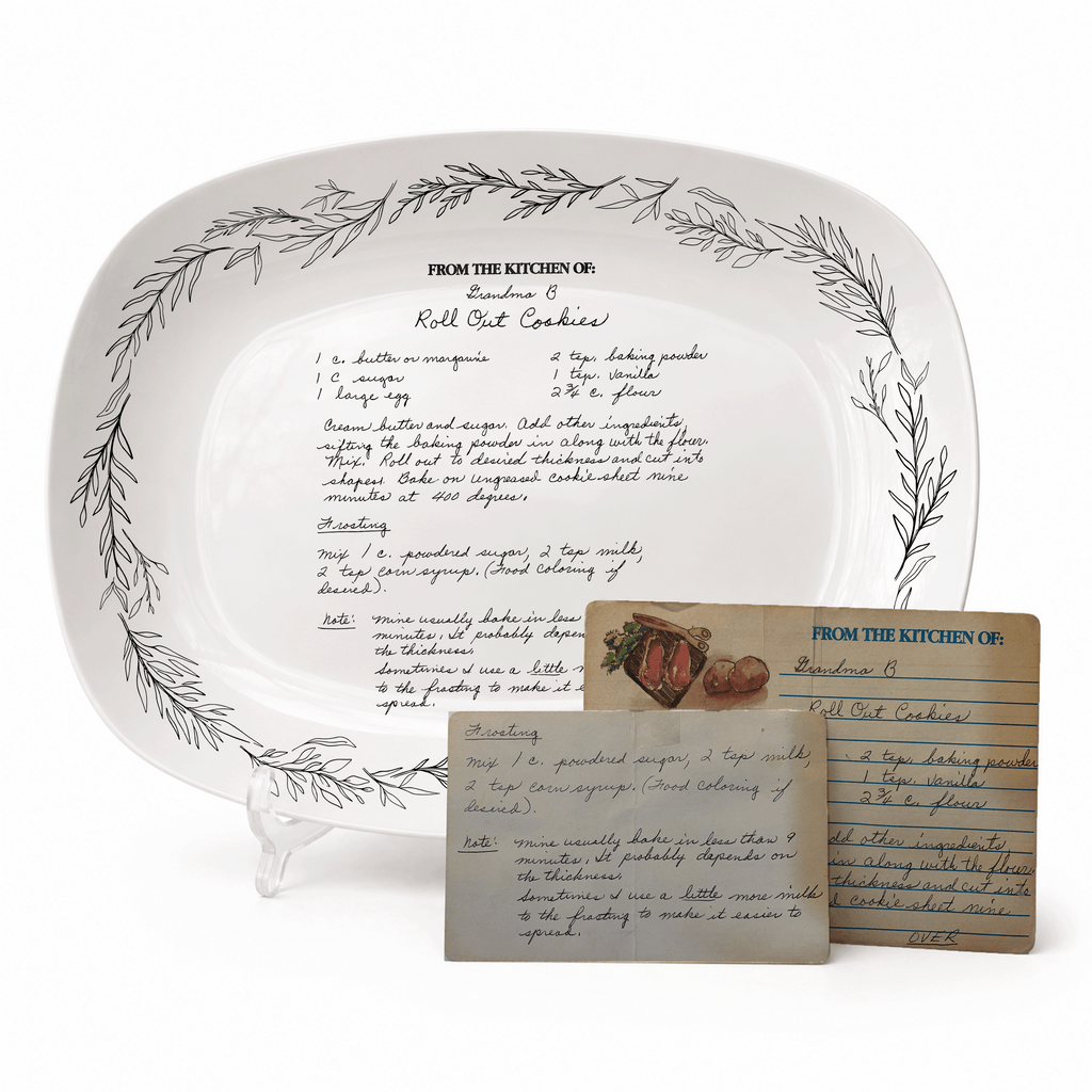 Handwritten Recipe Platter with Branch Border