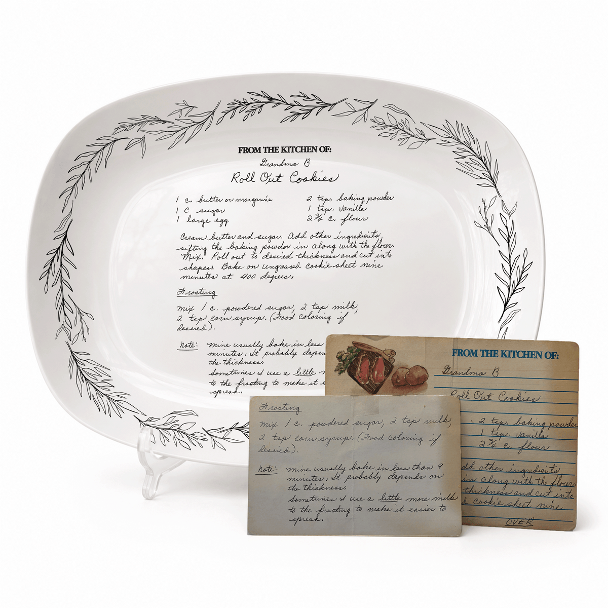 Handwritten Recipe Platter with Branch Border