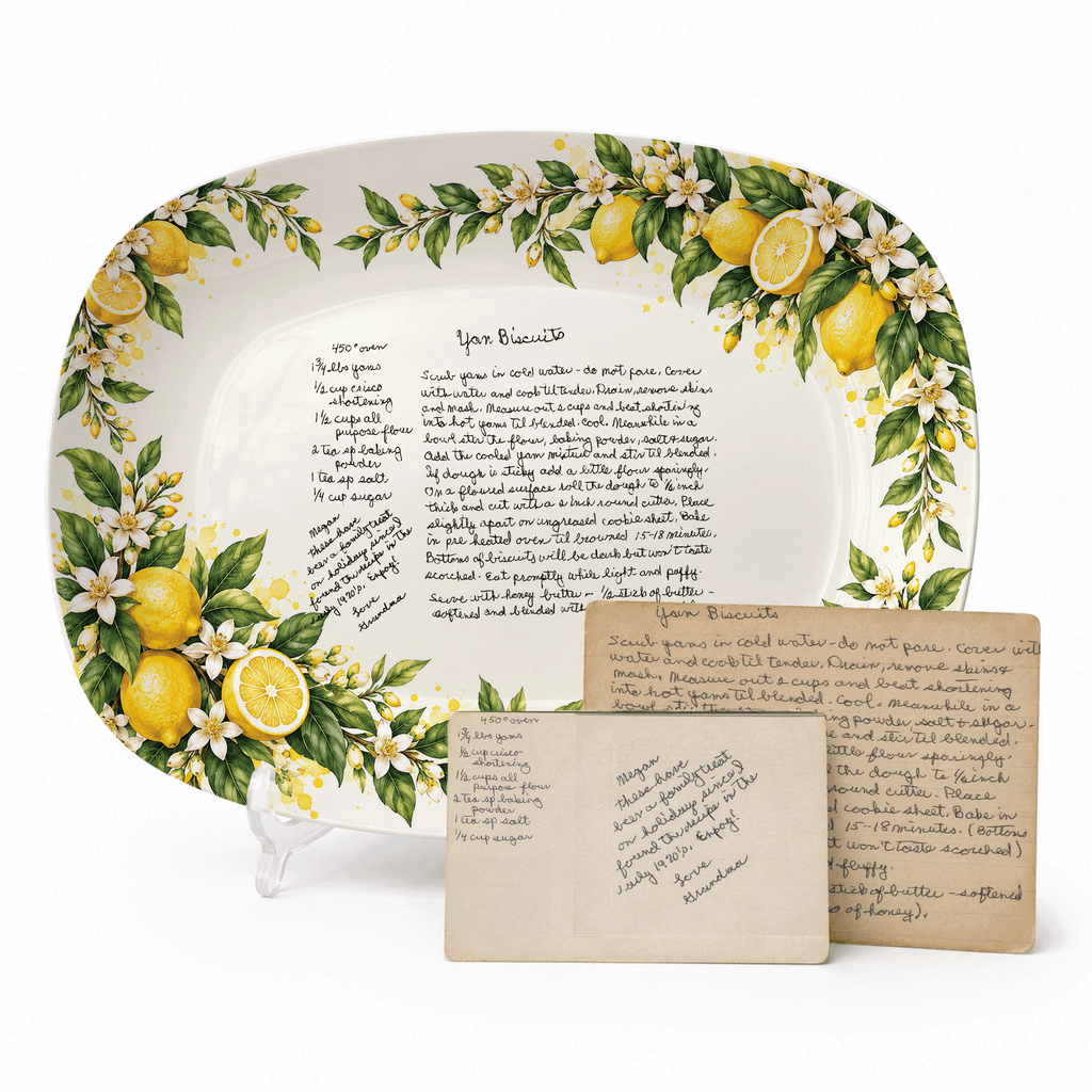 Handwritten Recipe Platter with Lemon Orchard Border