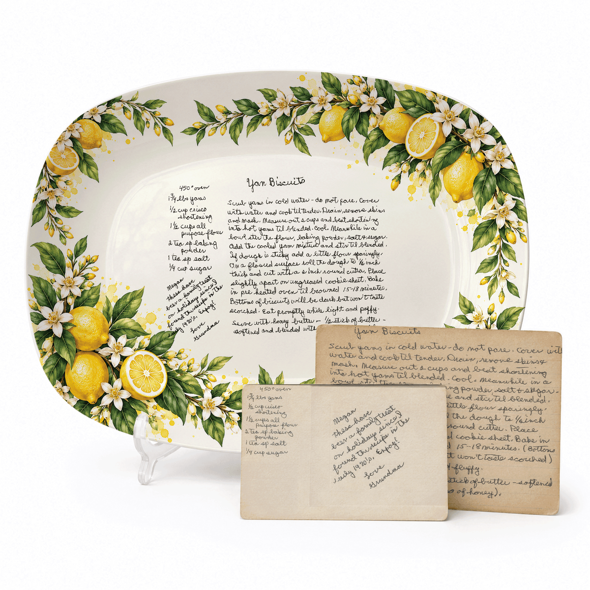Handwritten Recipe Platter with Lemon Orchard Border