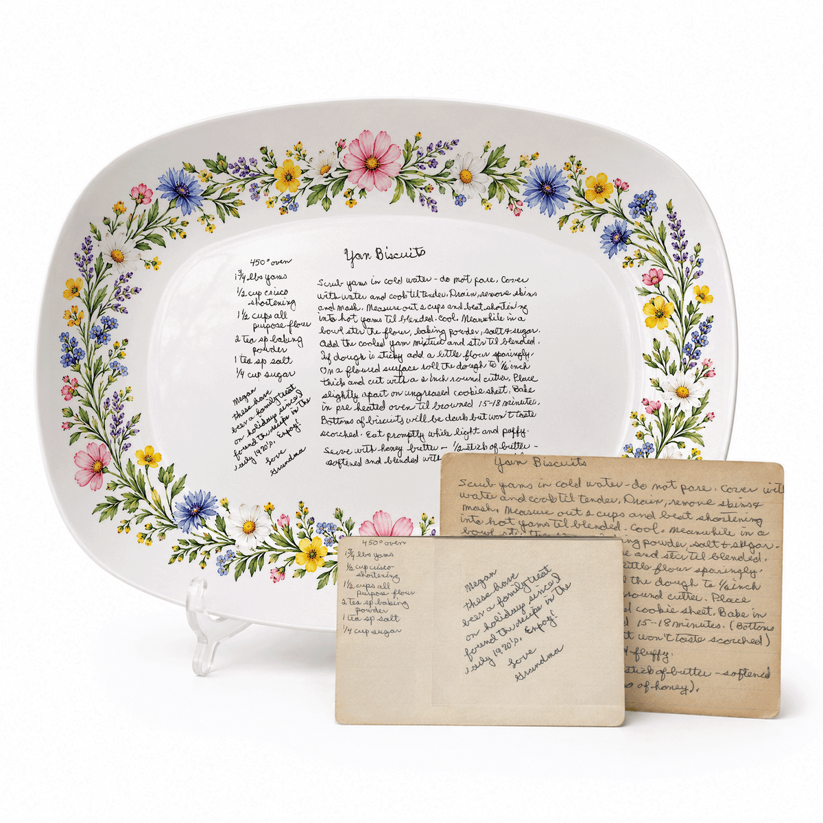 Handwritten Recipe Platter with Wildflower Meadow Border
