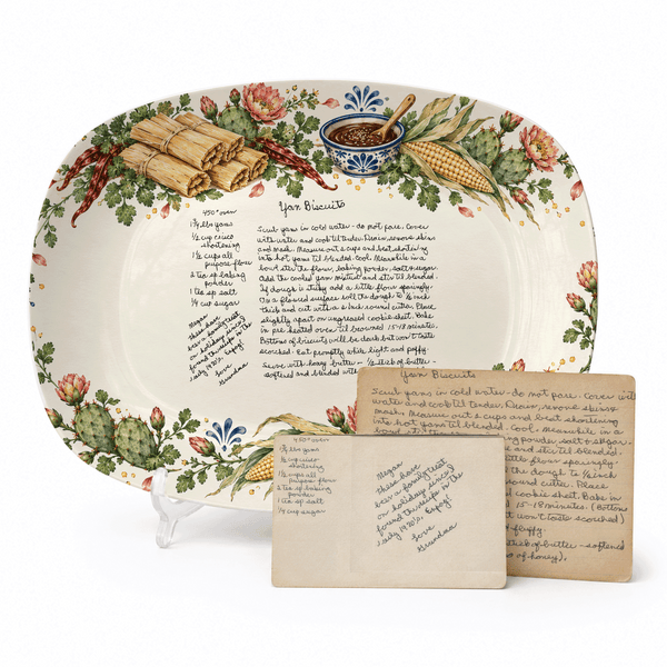 Handwritten Recipe Platter with Tamale Border