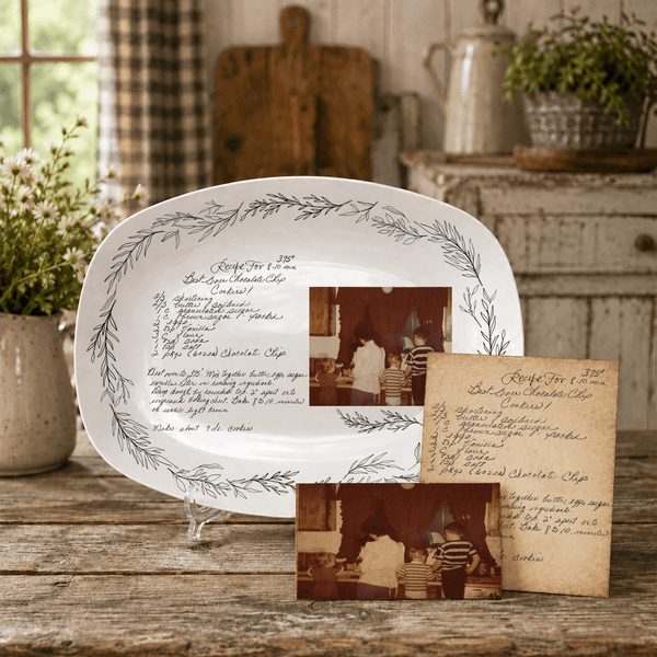 Handwritten Recipe Platter with Branch Border