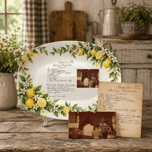 Handwritten Recipe Platter with Lemon Orchard Border