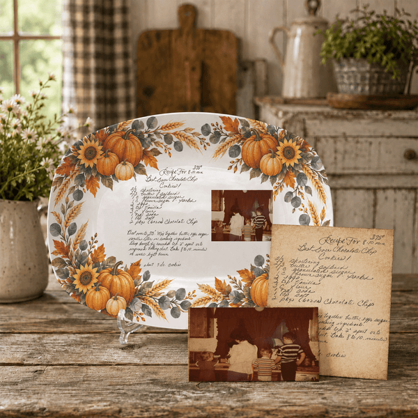 Handwritten Recipe Platter with Pumpkin Border