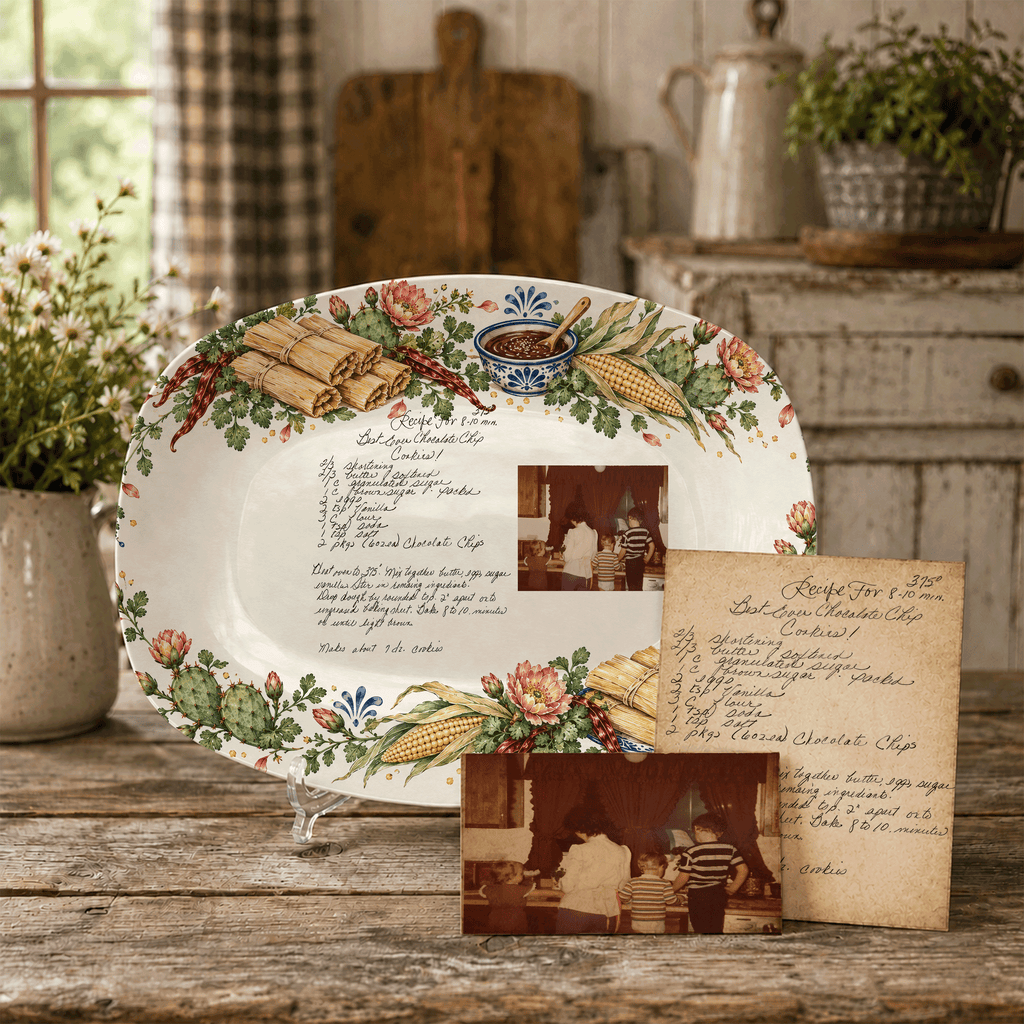 Handwritten Recipe Platter with Tamale Border