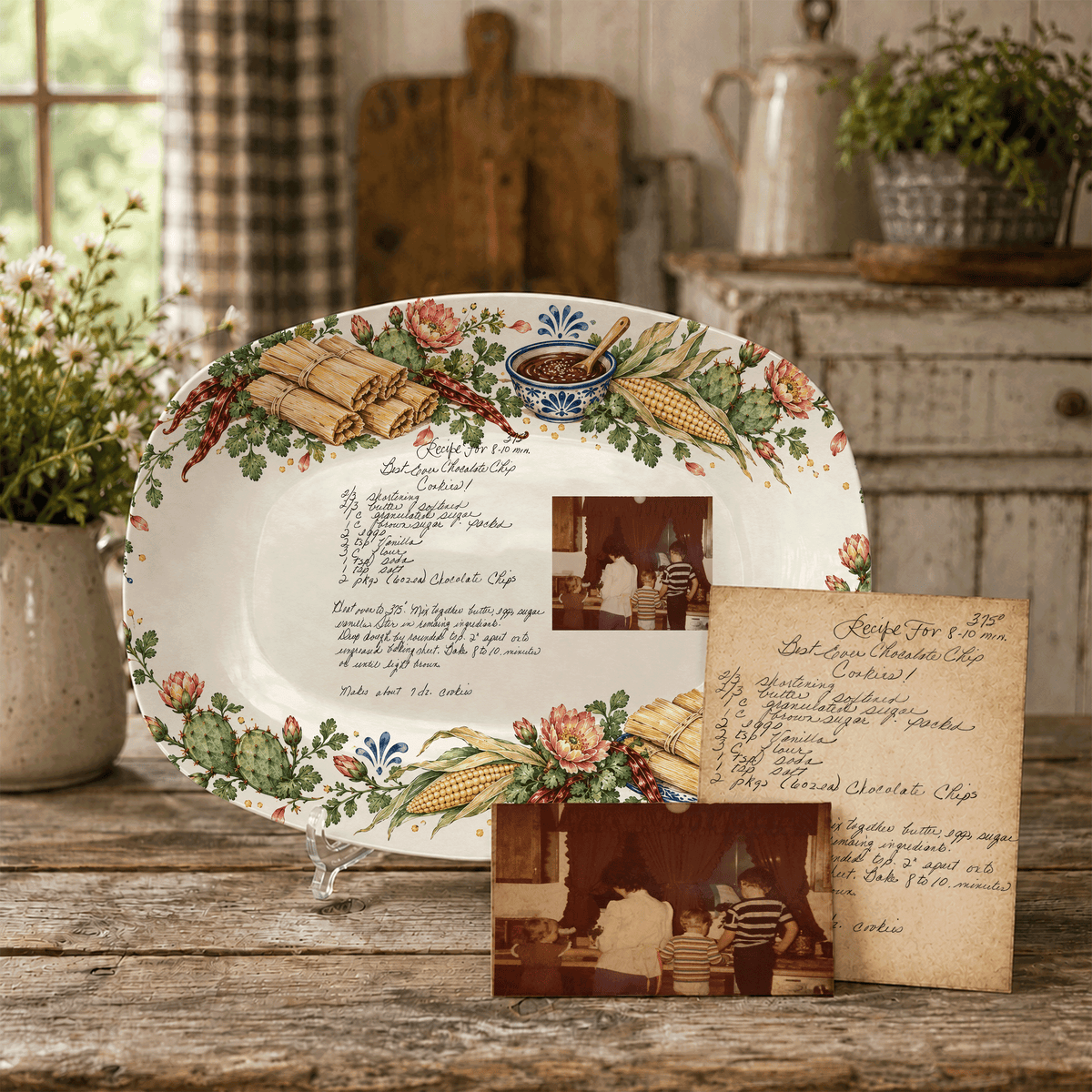 Handwritten Recipe Platter with Tamale Border