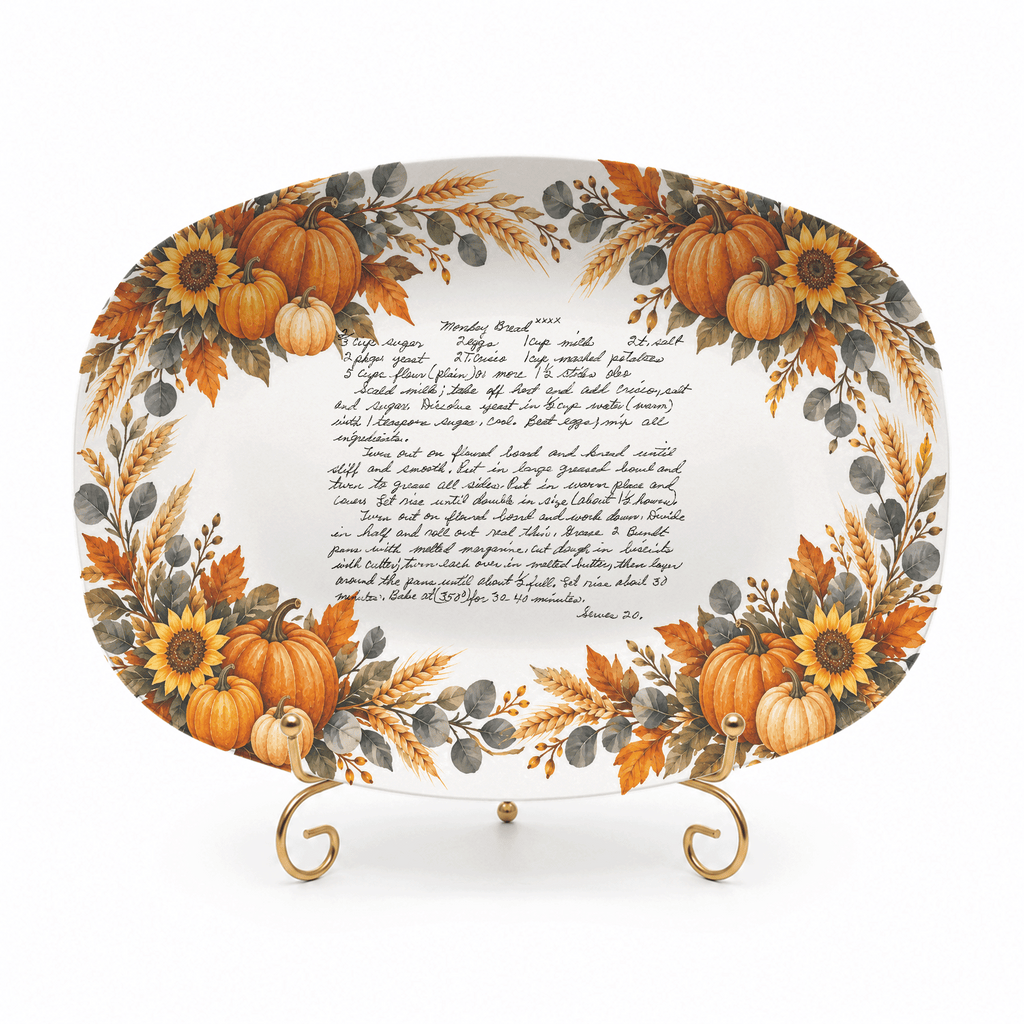 Handwritten Recipe Platter with Pumpkin Border