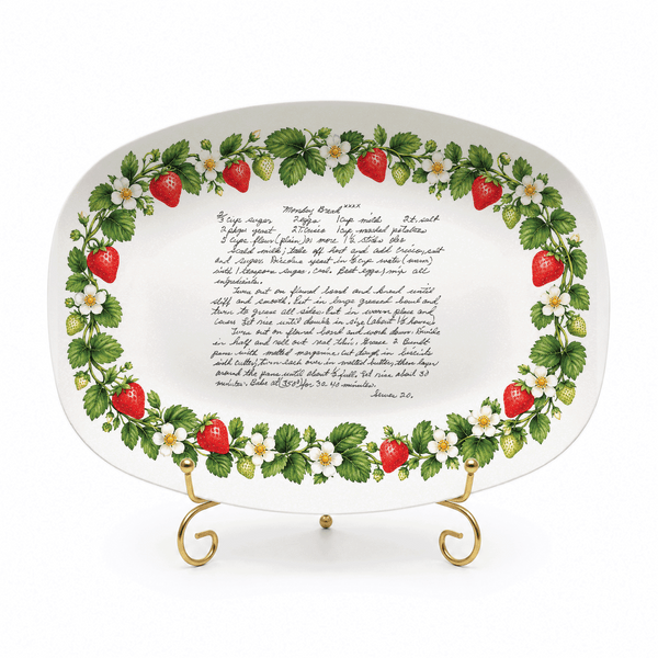 Handwritten Recipe Platter with Strawberry Border