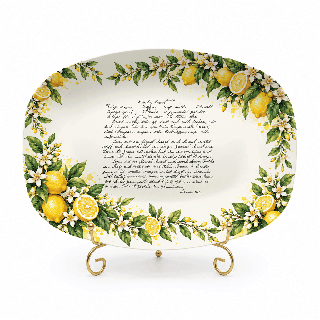 Handwritten Recipe Platter with Lemon Orchard Border