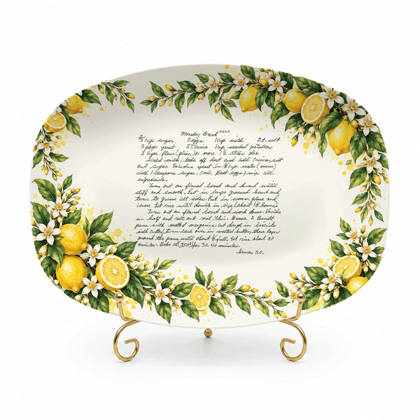Handwritten Recipe Platter with Lemon Orchard Border