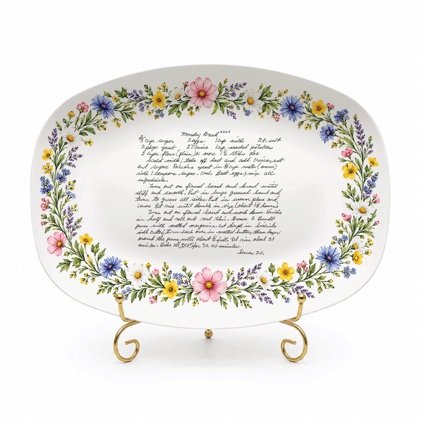 Handwritten Recipe Platter with Wildflower Meadow Border