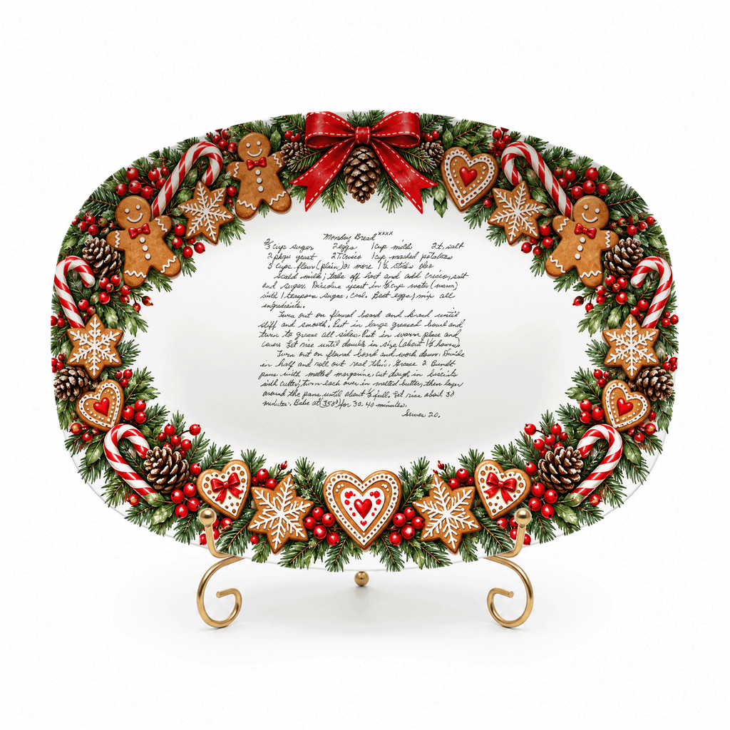 Handwritten Recipe Platter with Christmas Cookie Border