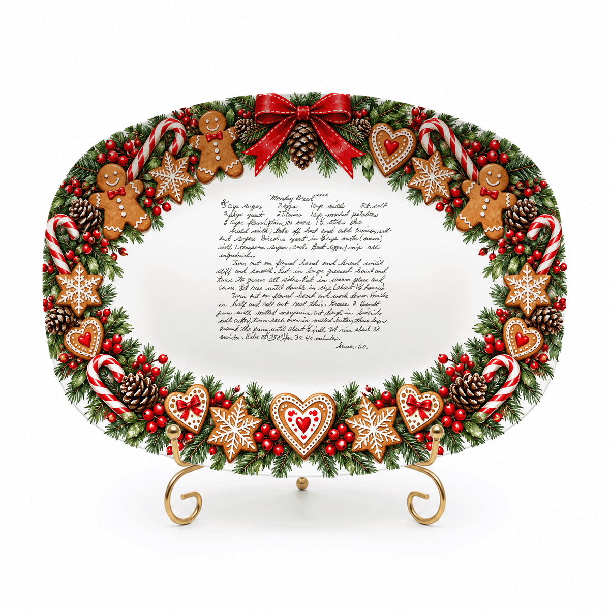 Handwritten Recipe Platter with Christmas Cookie Border