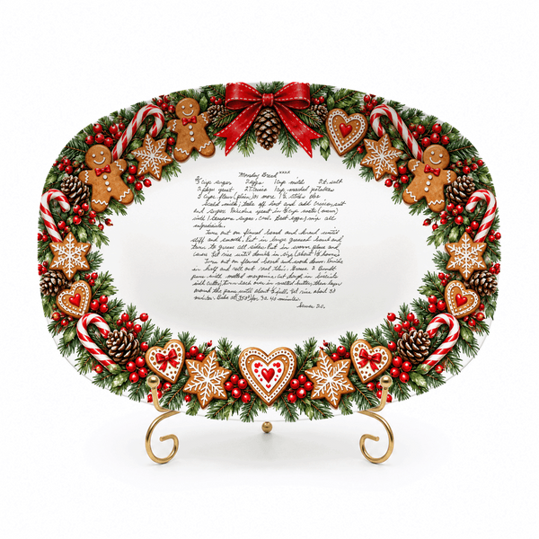 Handwritten Recipe Platter with Christmas Cookie Border