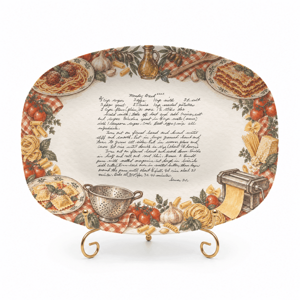 Handwritten Recipe Platter with Vintage Italian Food Border