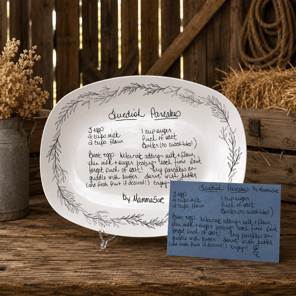 Handwritten Recipe Platter with Branch Border