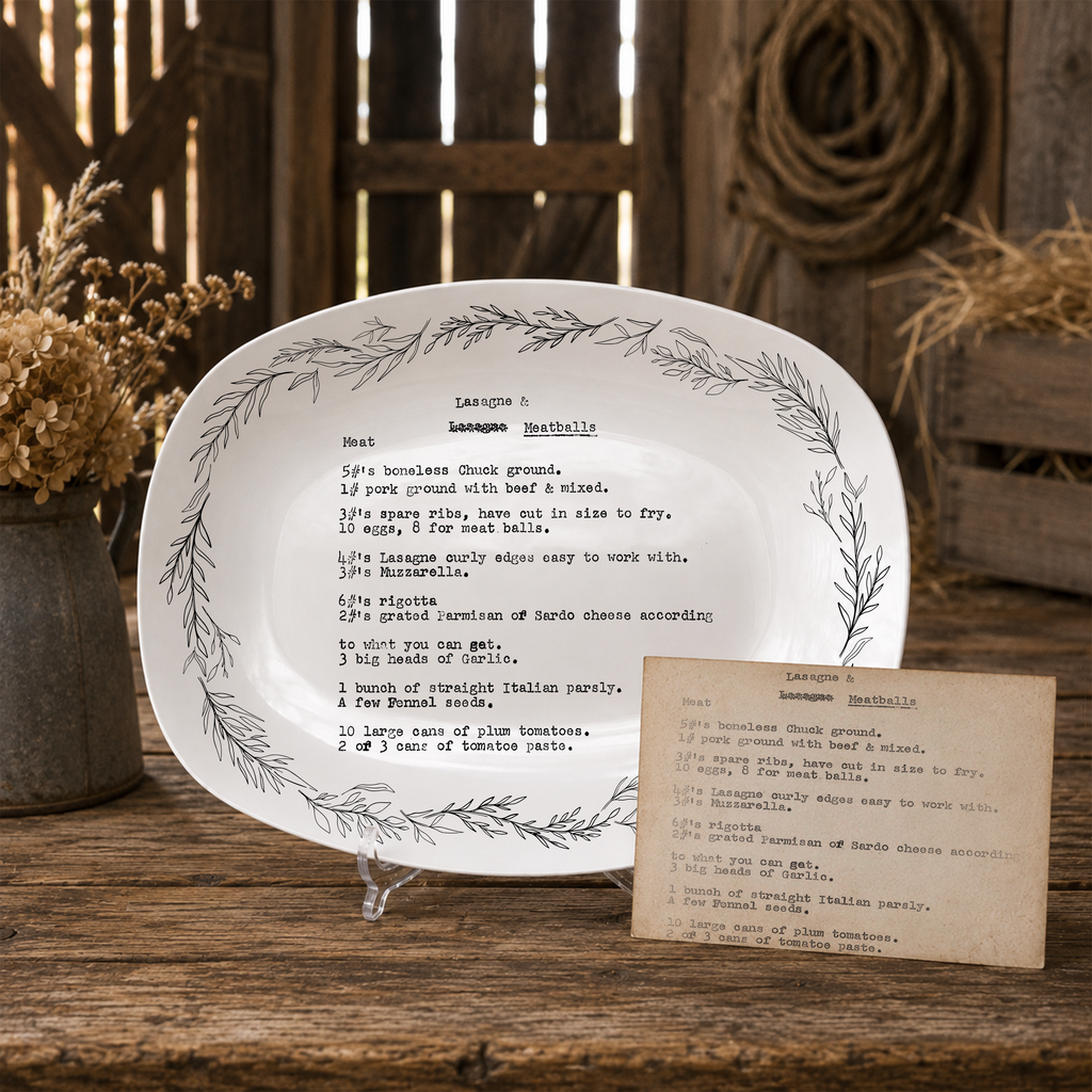 Handwritten Recipe Platter with Branch Border
