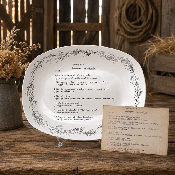Handwritten Recipe Platter with Branch Border