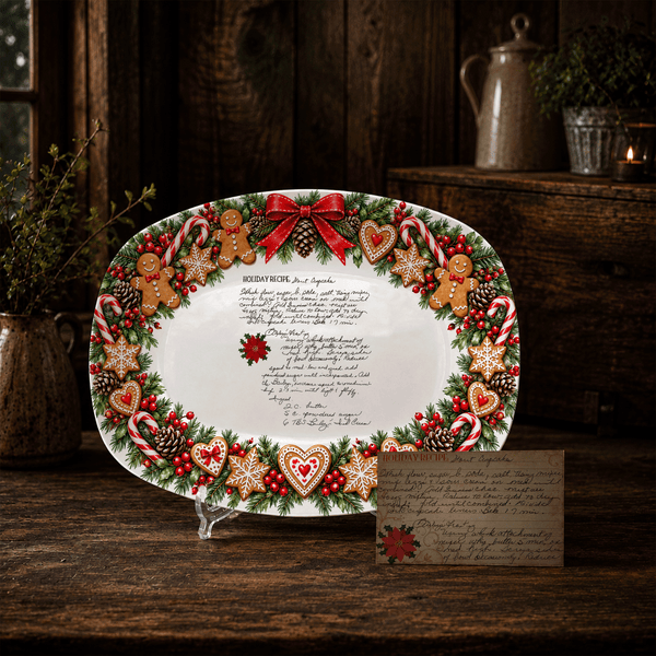 Handwritten Recipe Platter with Christmas Cookie Border