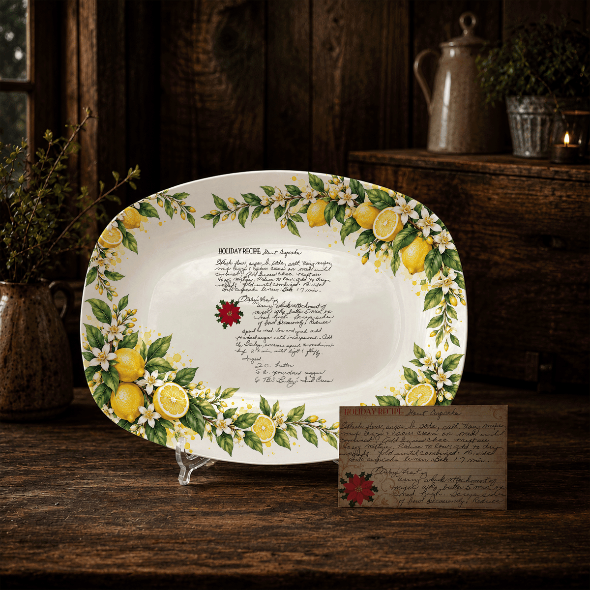 Handwritten Recipe Platter with Lemon Orchard Border