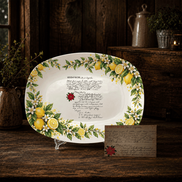 Handwritten Recipe Platter with Lemon Orchard Border