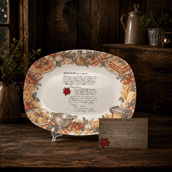 Handwritten Recipe Platter with Vintage Italian Food Border