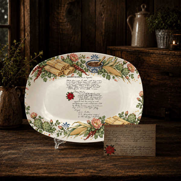 Handwritten Recipe Platter with Tamale Border