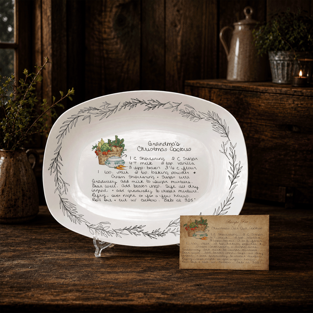 Handwritten Recipe Platter with Branch Border