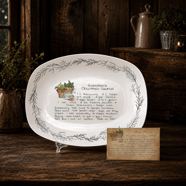 Handwritten Recipe Platter with Branch Border