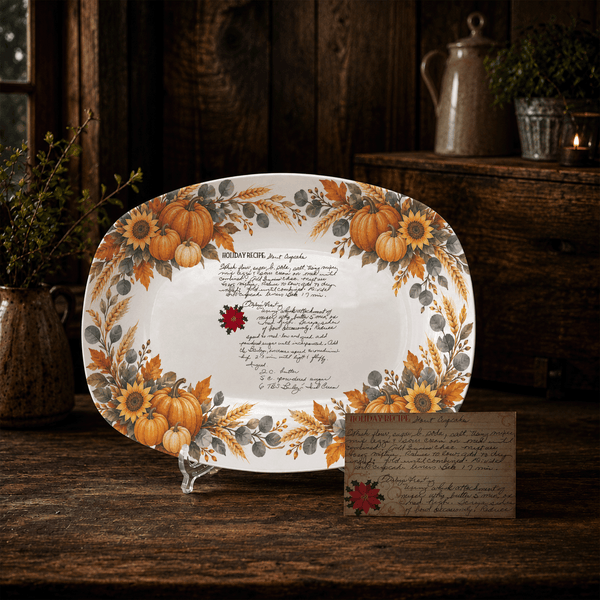 Handwritten Recipe Platter with Pumpkin Border