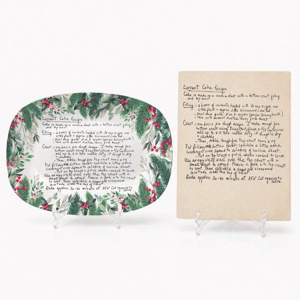 Handwritten Recipe Platter with Christmas Wreath Border