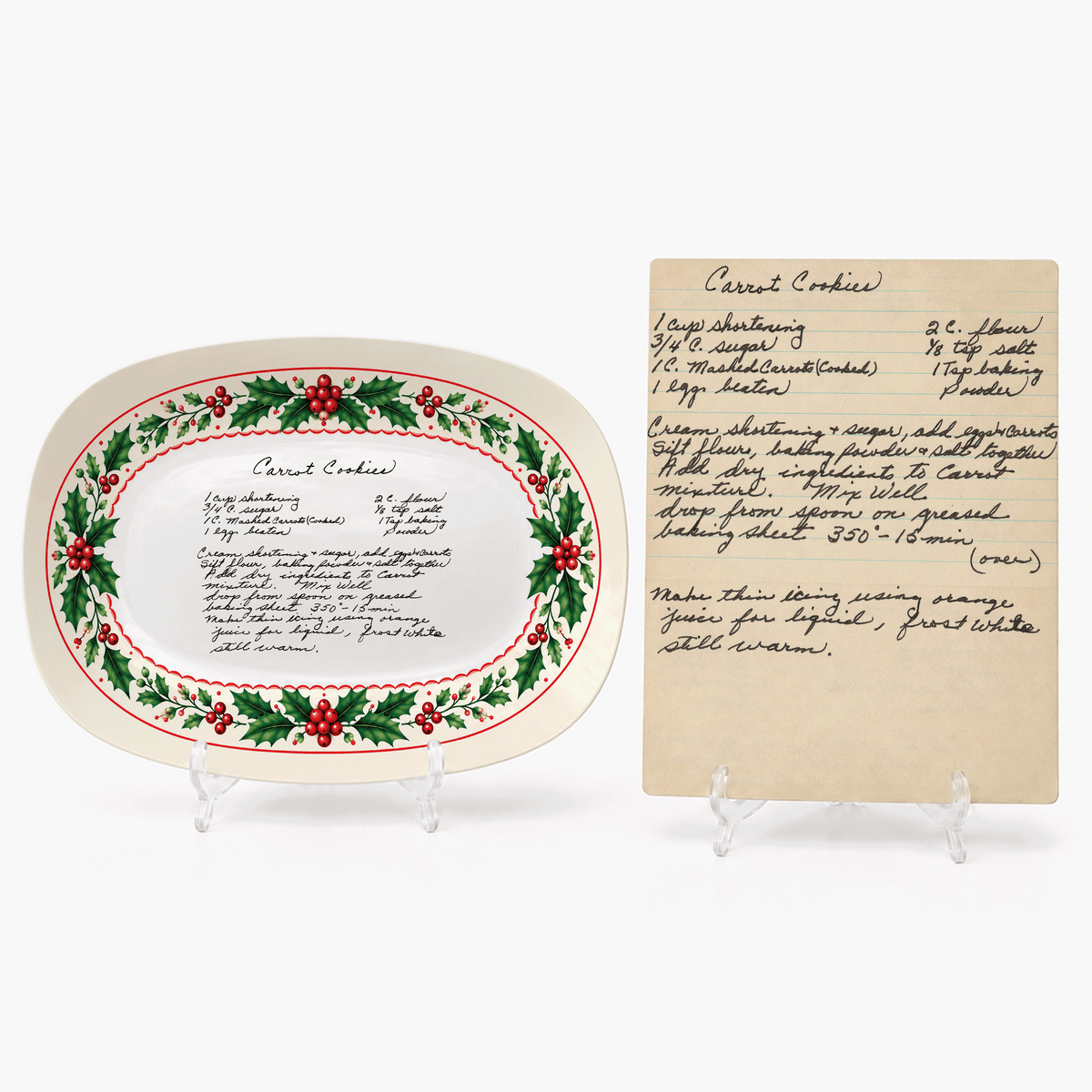 Handwritten Recipe Platter with Holly Border