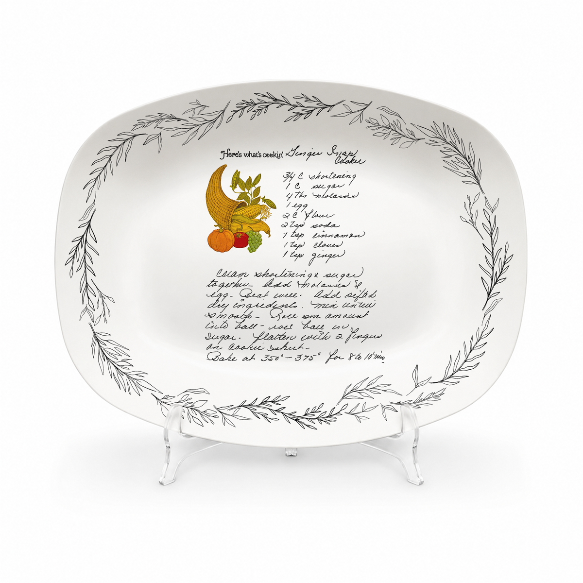 Handwritten Recipe Platter with Branch Border