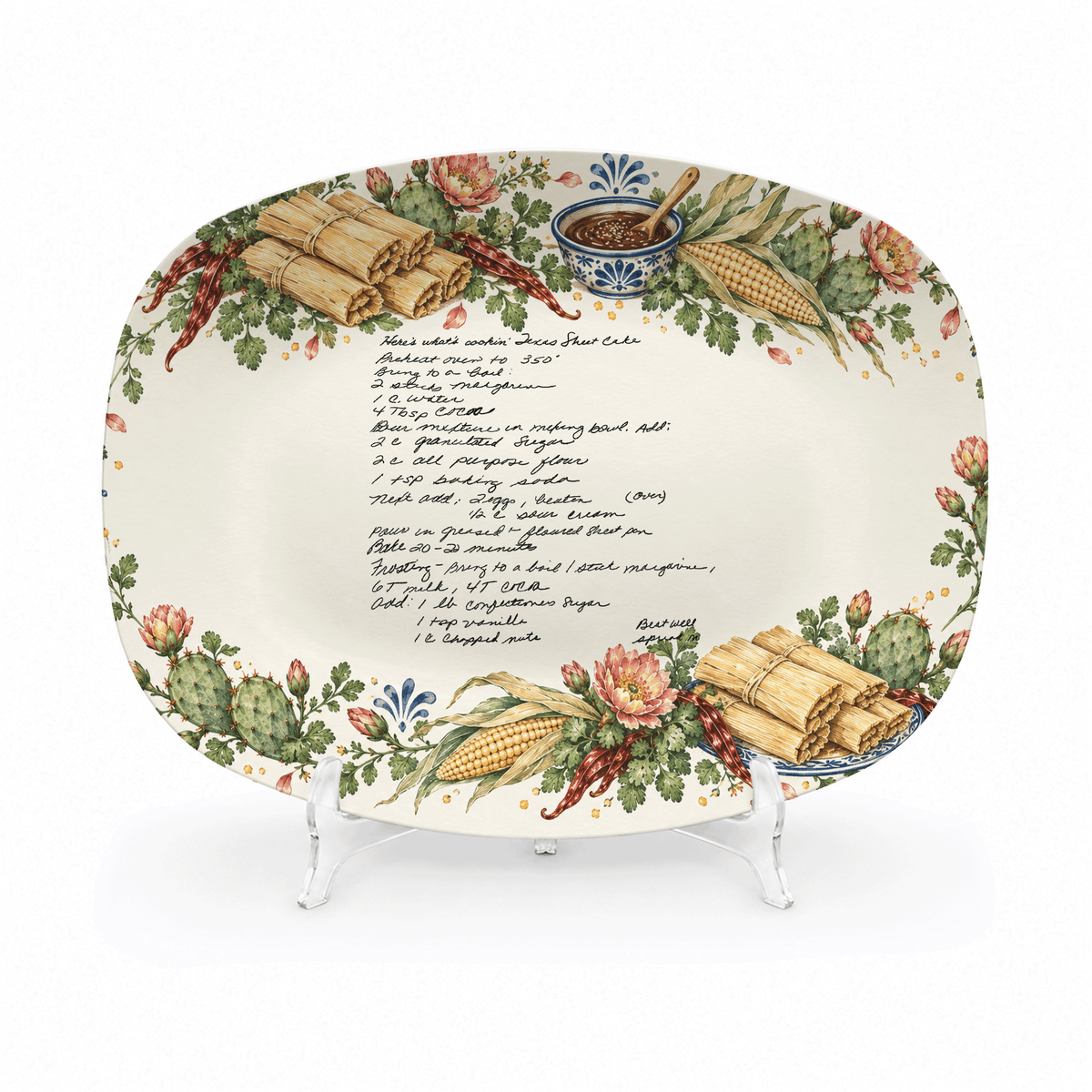 Handwritten Recipe Platter with Tamale Border
