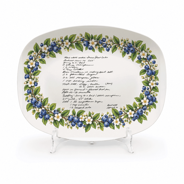 Handwritten Recipe Platter with Blueberry Border
