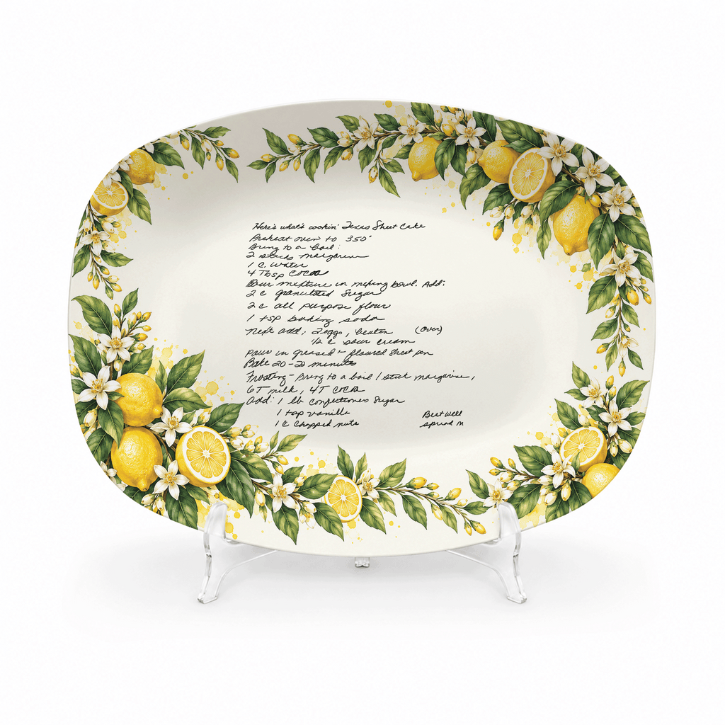 Handwritten Recipe Platter with Lemon Orchard Border