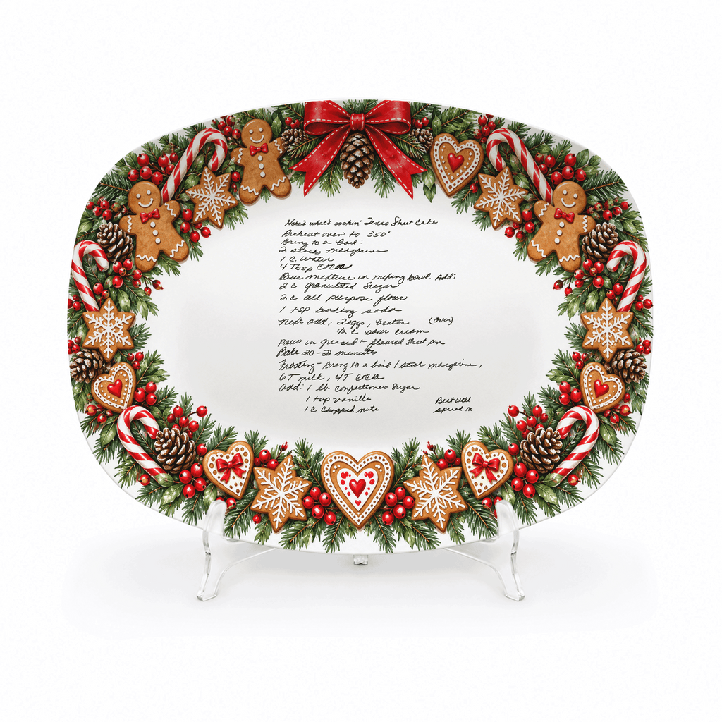 Handwritten Recipe Platter with Christmas Cookie Border