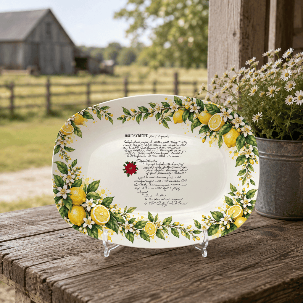 Handwritten Recipe Platter with Lemon Orchard Border
