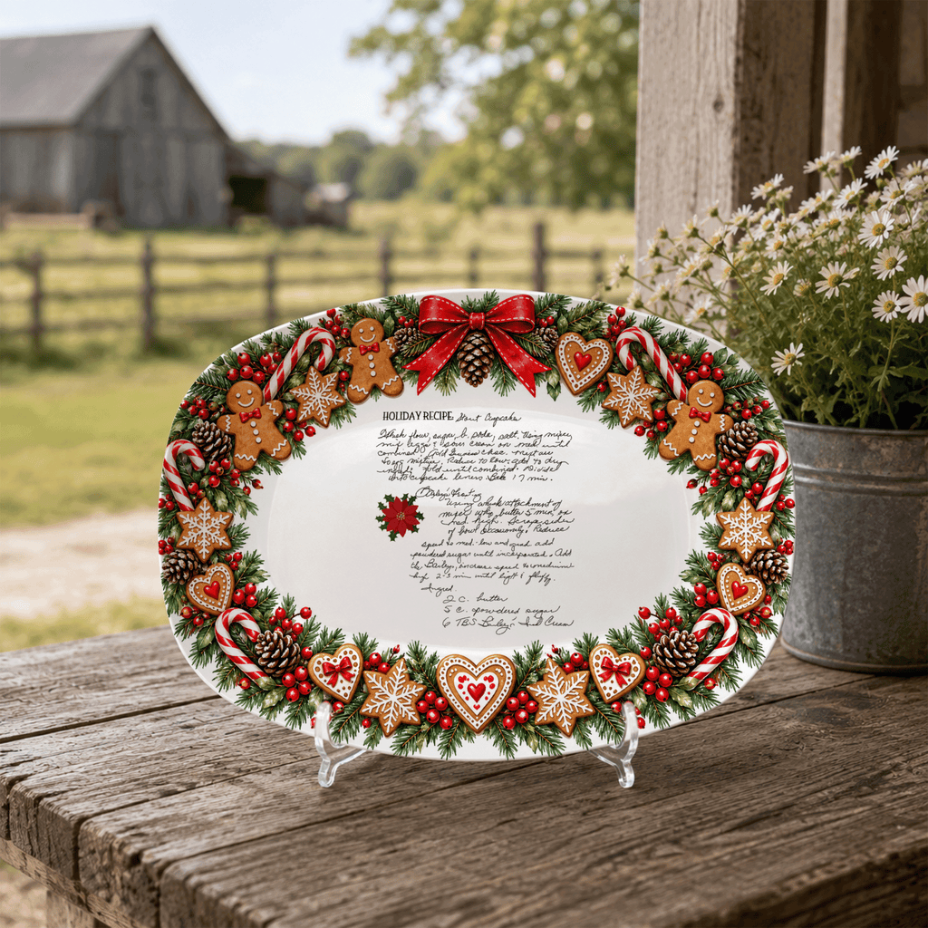 Handwritten Recipe Platter with Christmas Cookie Border