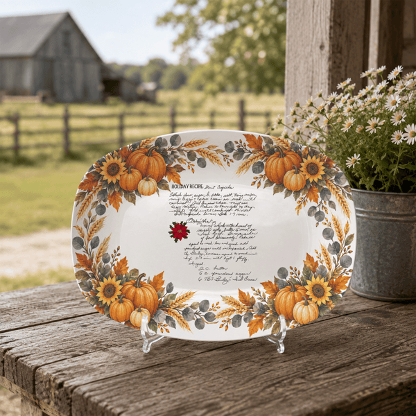 Handwritten Recipe Platter with Pumpkin Border