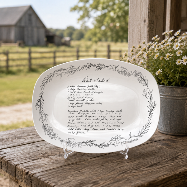 Handwritten Recipe Platter with Branch Border