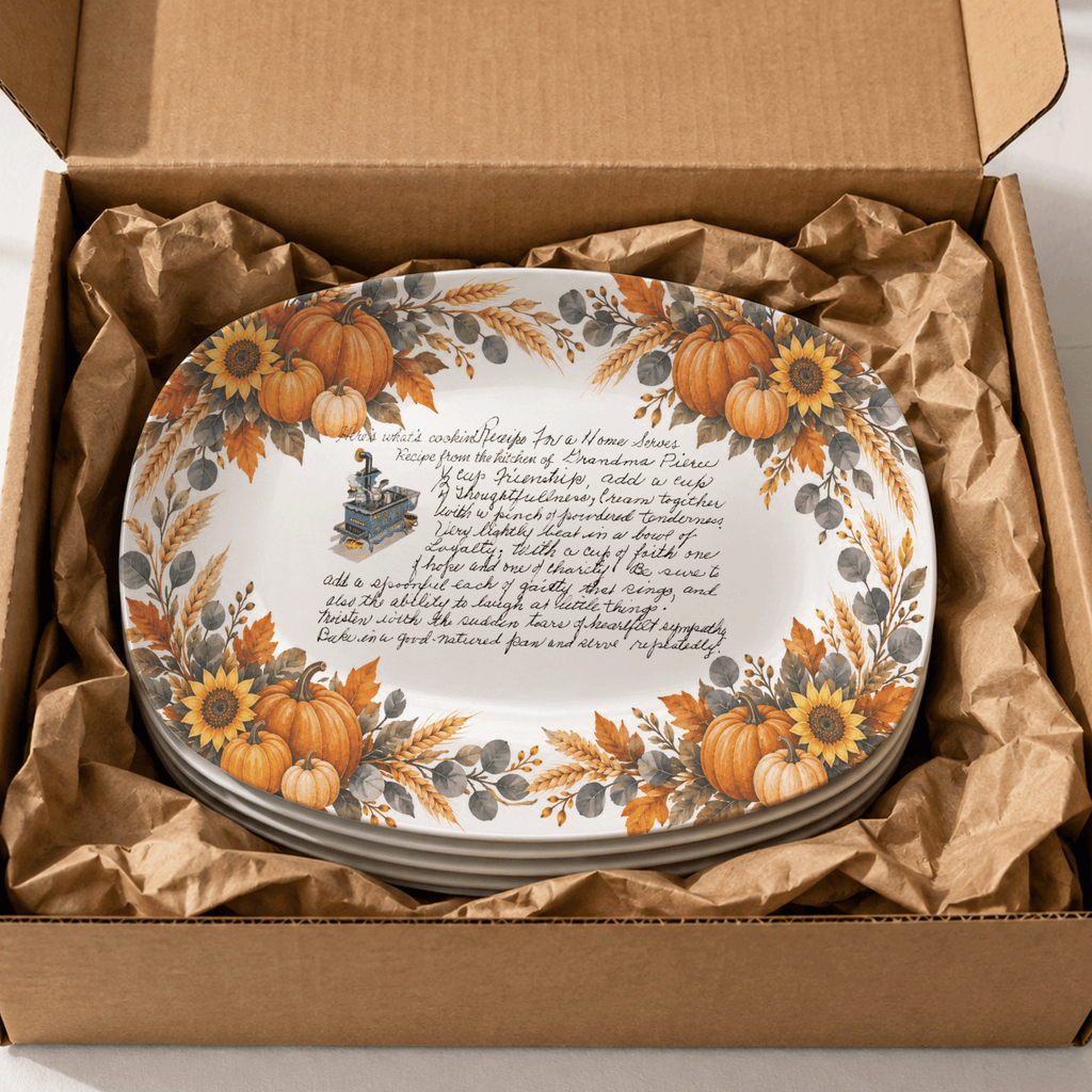 Handwritten Recipe Platter with Pumpkin Border